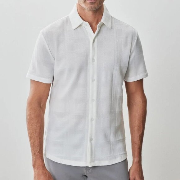 Robert Barakett Other - Robert Barakett White Textured Tonal Windowpane Knit Shirt